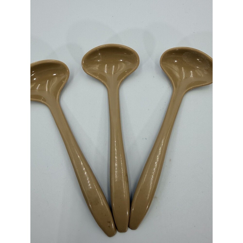 Vintage Tupperware 872-6 Set of 3 Tan Plastic Serving Ladles Spoons 5.5" Kitchen